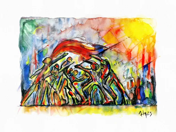 La Bandera — acuarela Tito Quintino